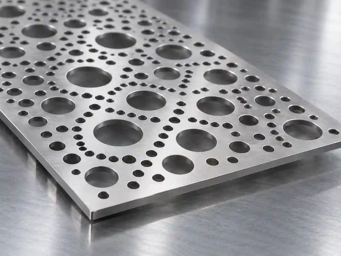 Stainless steel perforated metal sheet with custom decorative hole pattern