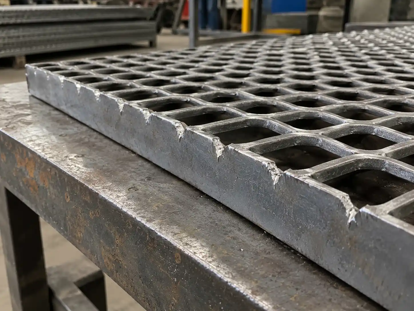 Cut Edge Expanded Metal Grating Expanded metal grating panel with raw cut edge for further fabrication or frame installation