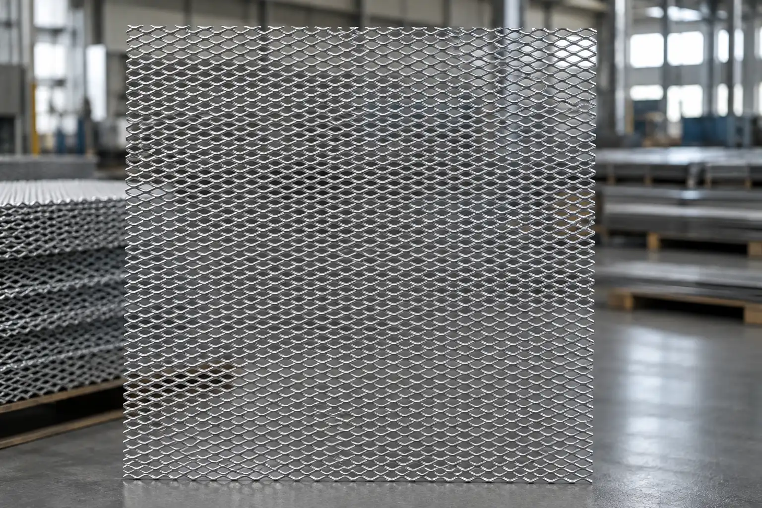 Fine Expanded Metal Mesh Fine expanded metal mesh panel with small diamond openings for closer screening