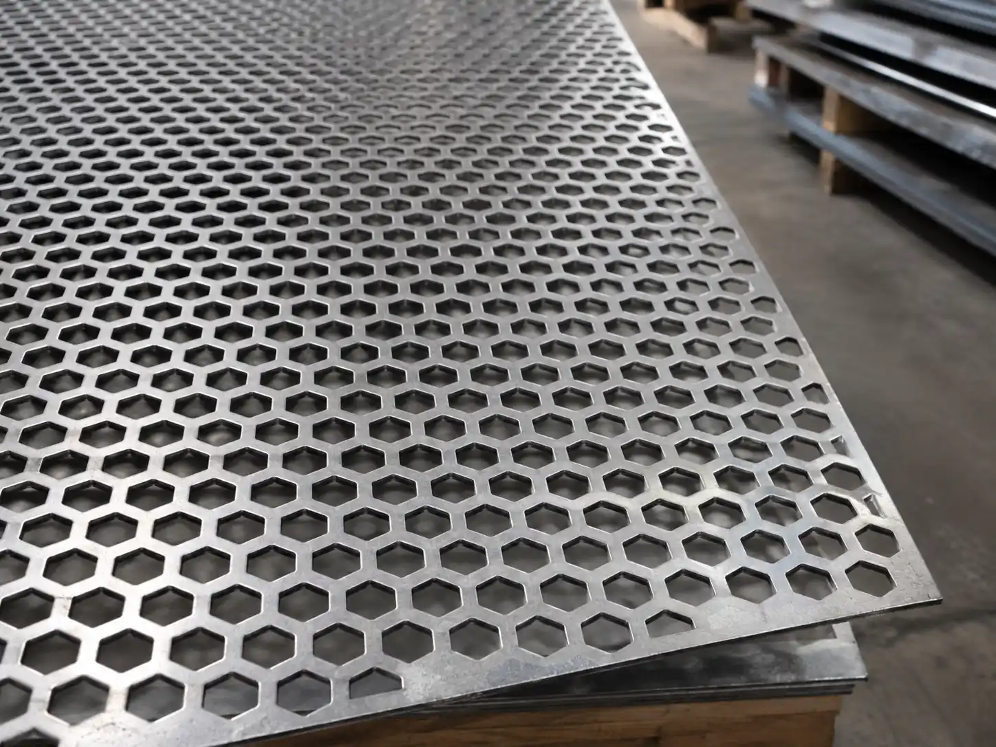 Hexagonal perforated metal sheet with high open area for industrial and architectural applications
