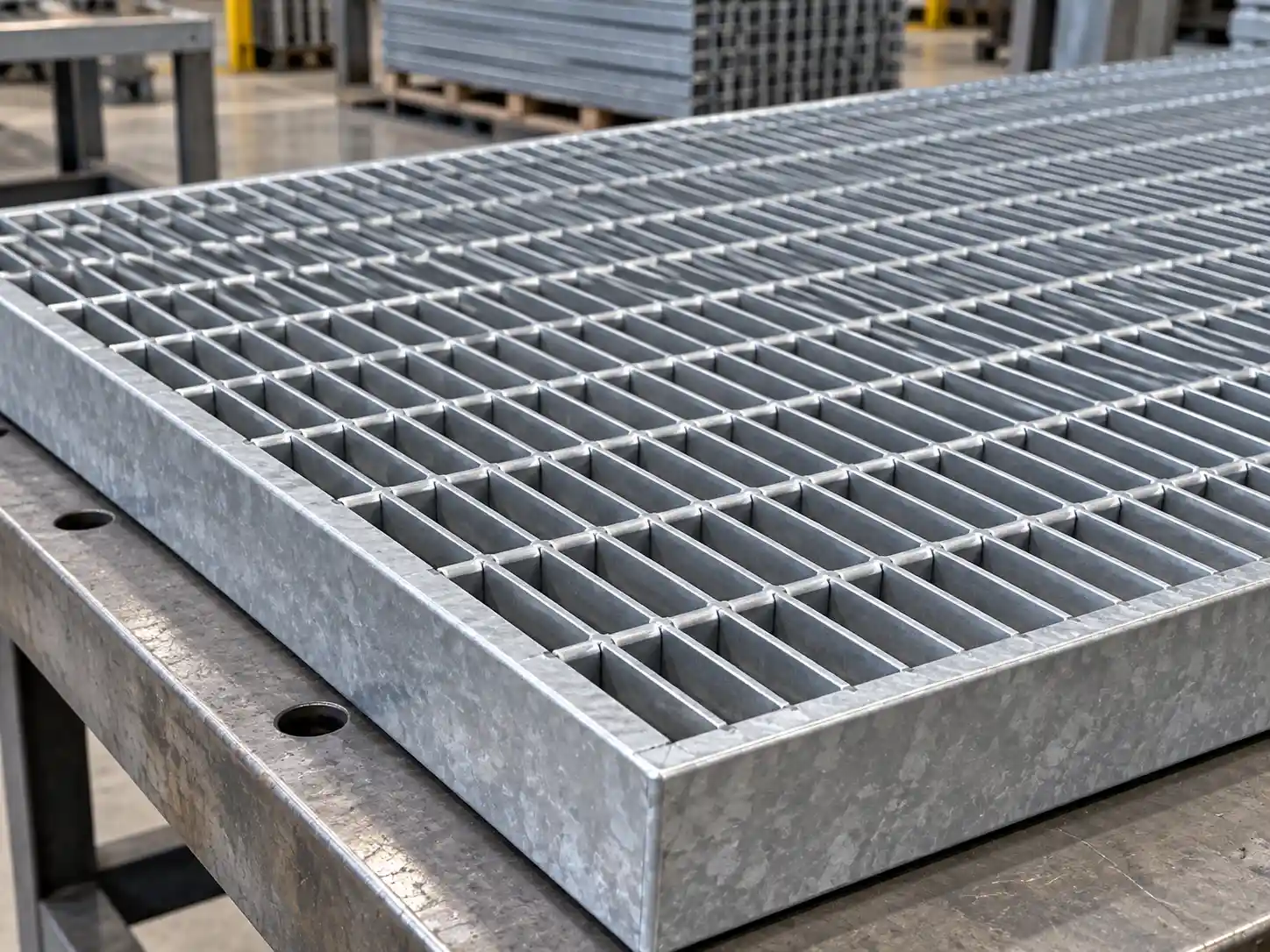 Press-Locked Close-Mesh Bar Grating Press-locked close-mesh bar grating with small uniform openings and a clean consistent walking surface
