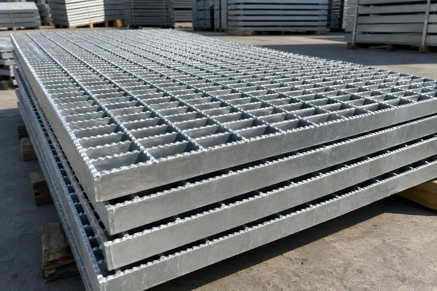 Press-Locked Serrated Bar Grating Press-locked serrated bar grating with mechanically interlocked bars and anti-slip serrated bearing bar surfaces