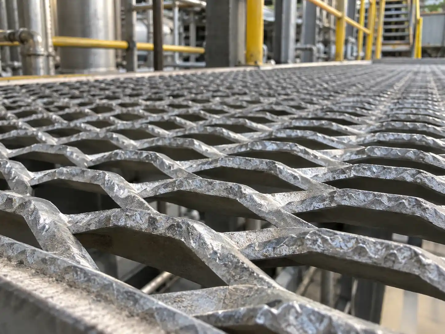 Raised Walking Surface Raised walking surface of expanded metal grating providing traction, drainage and airflow