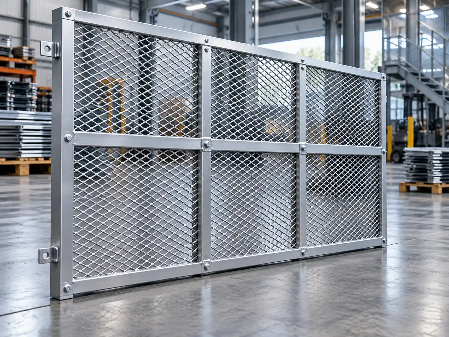 Reinforced Expanded Metal Screen Panels Reinforced expanded metal screen panel with support bars for improved rigidity and panel stability