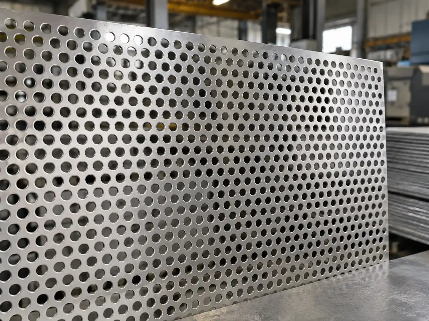 Round Hole Perforated Metal Round hole perforated metal sheet with evenly spaced circular openings for ventilation and filtration
