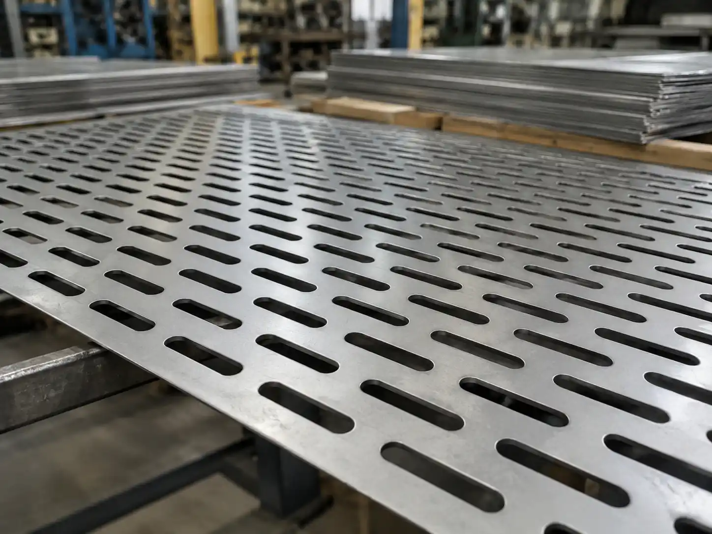 Slotted Perforated Metal Slotted perforated metal sheet with elongated openings for drainage, screening and directional airflow