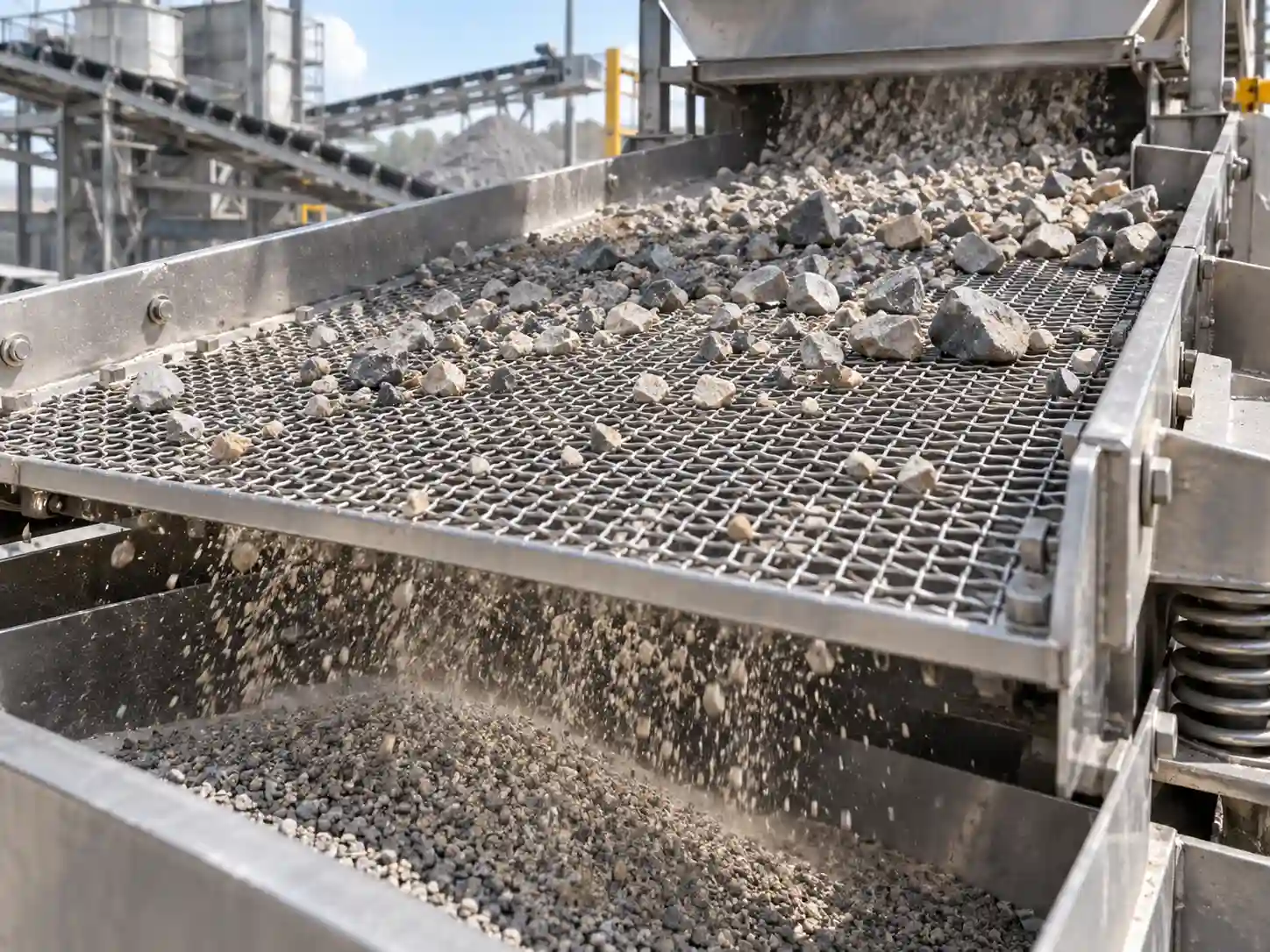 Stainless steel wire mesh vibrating screen used for aggregate screening and sieving