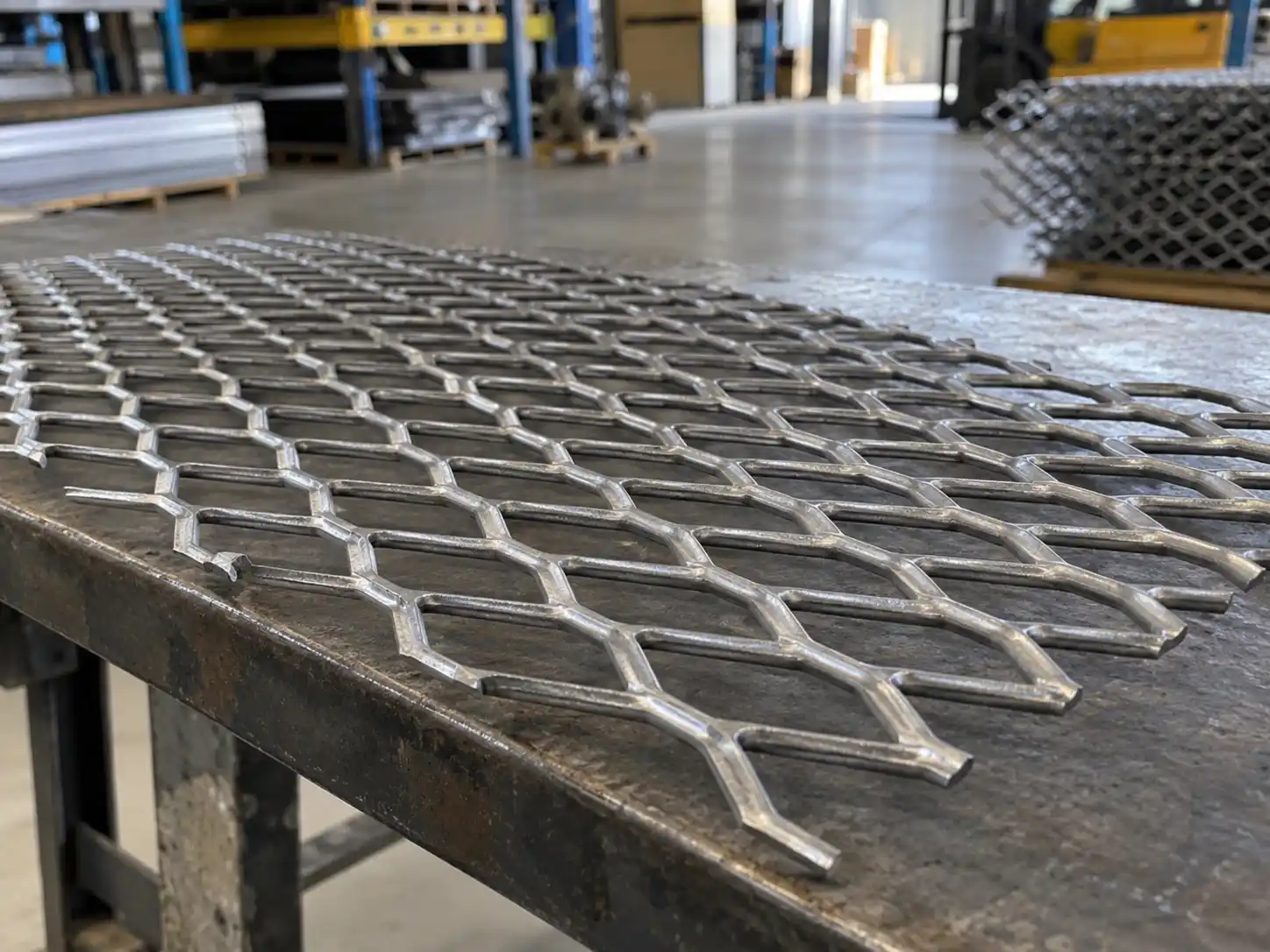 Standard Expanded Metal Standard expanded metal sheet with raised diamond openings for strength, airflow and visibility