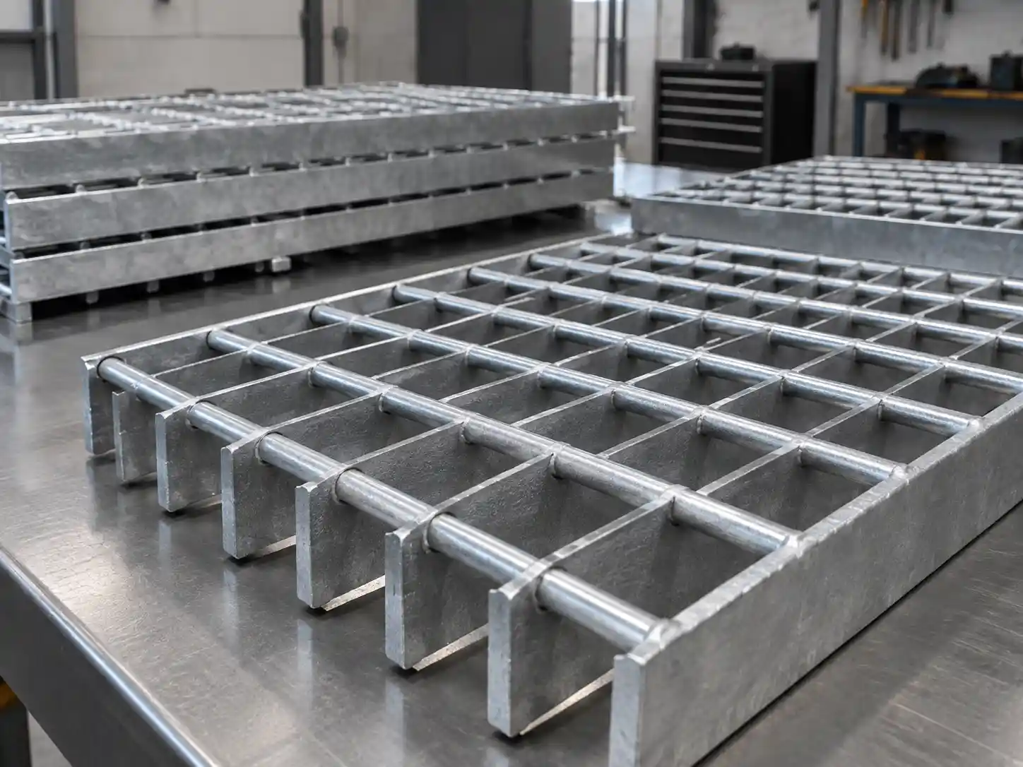 Swage-Locked Bar Grating Swage-locked aluminum bar grating with round cross bars mechanically locked into bearing bars