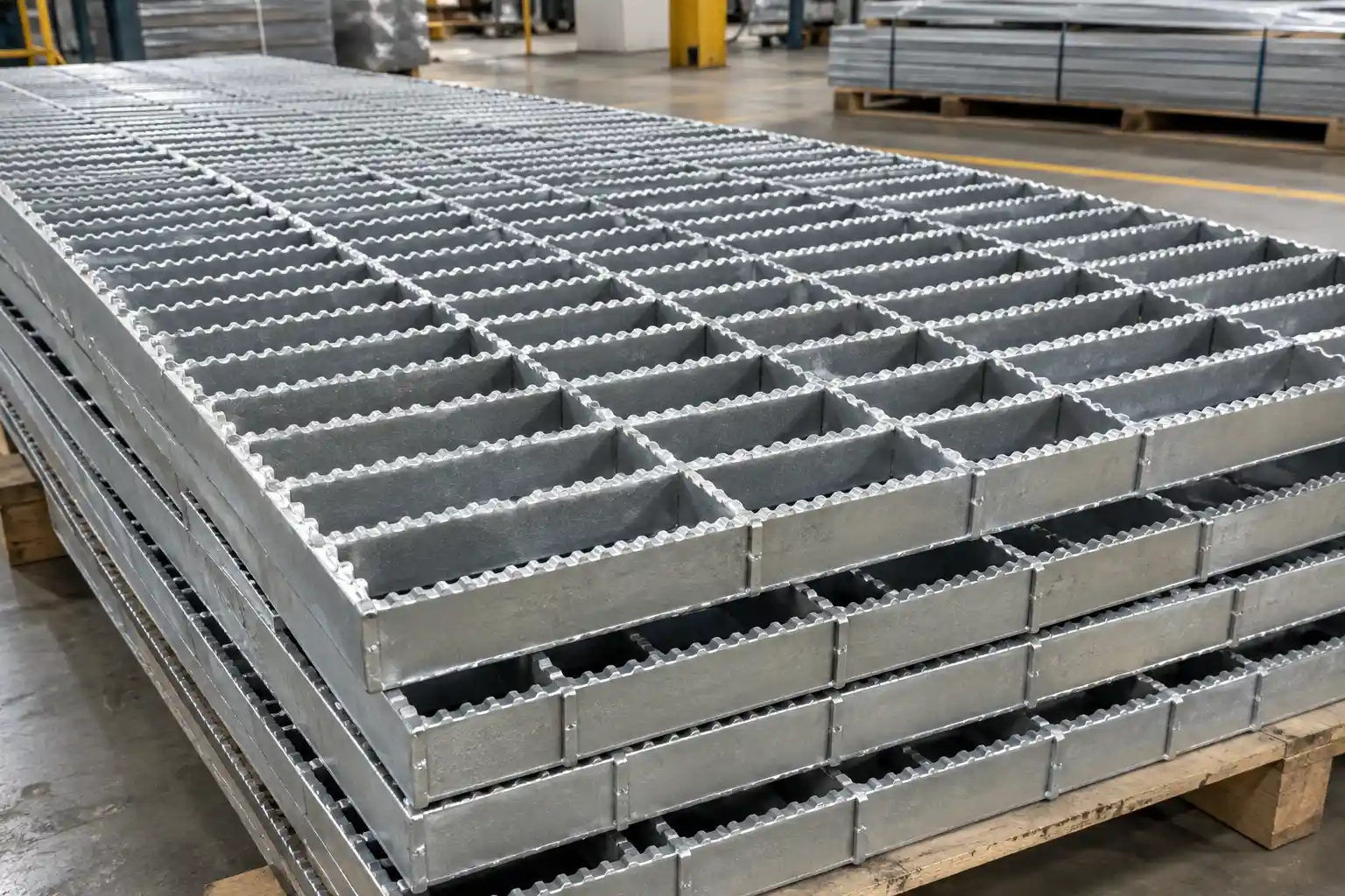 Swage-Locked Serrated Bar Grating Swage-locked serrated bar grating with mechanically locked cross bars and serrated bearing bars for improved traction