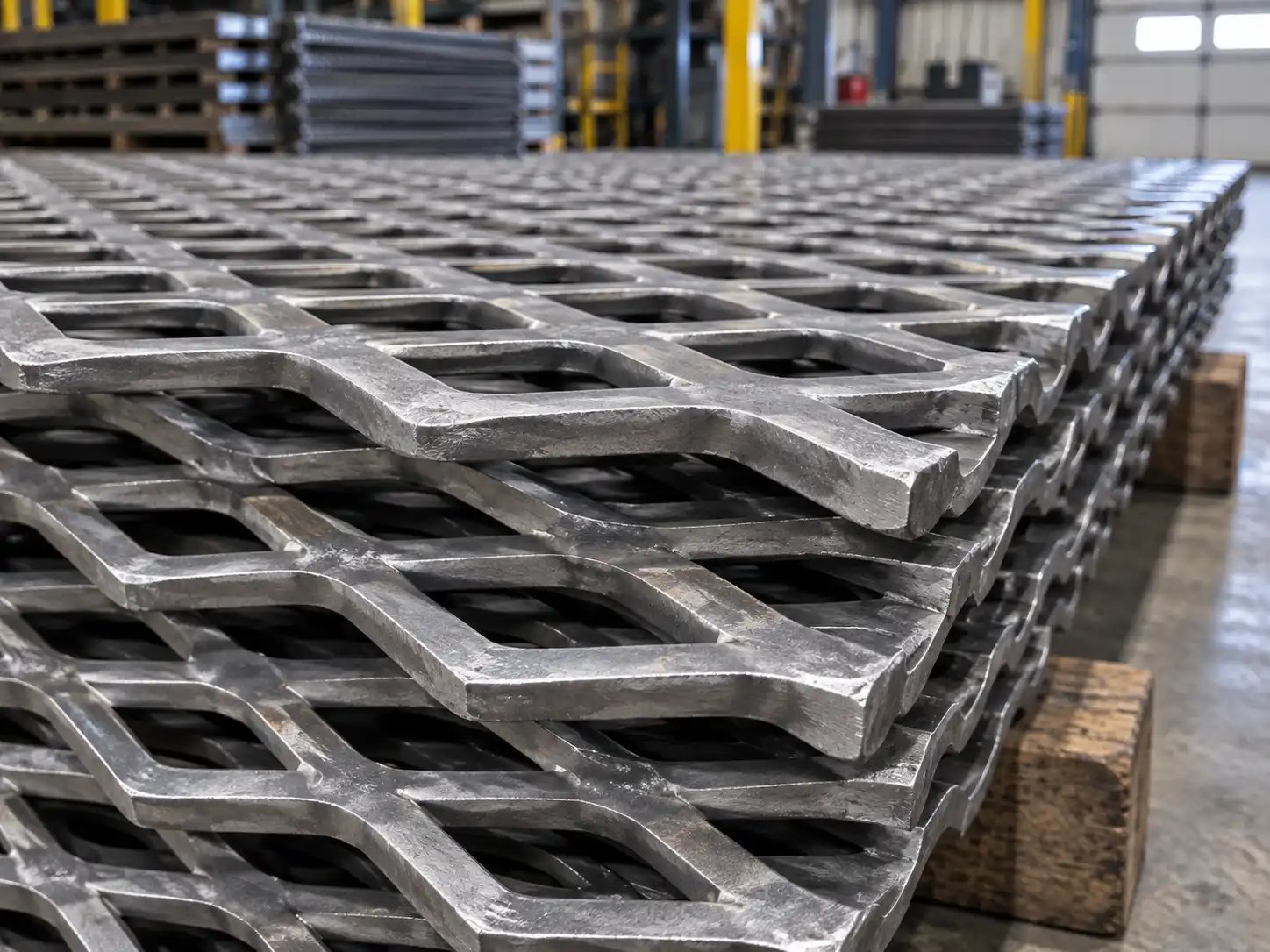 Close-up of thicker heavy-duty expanded metal designed for greater impact resistance and strength