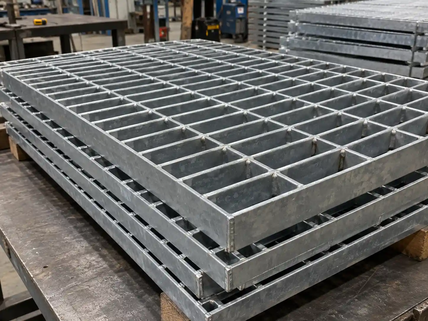 Welded Bar Grating Welded steel bar grating panels with flat bearing bars and cross bars joined at regular intervals