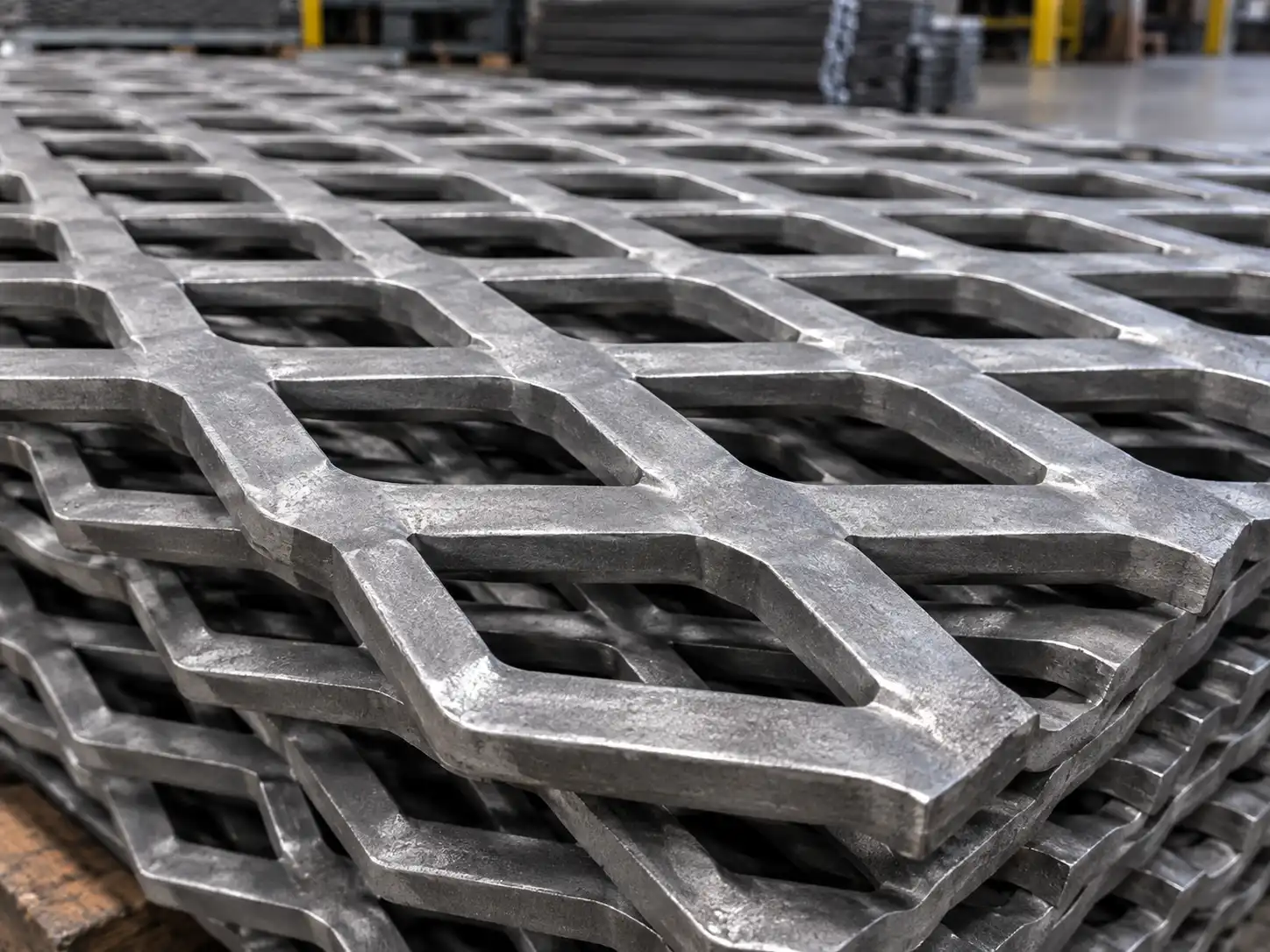 Heavy-duty expanded metal with wider strands for improved panel rigidity and durability