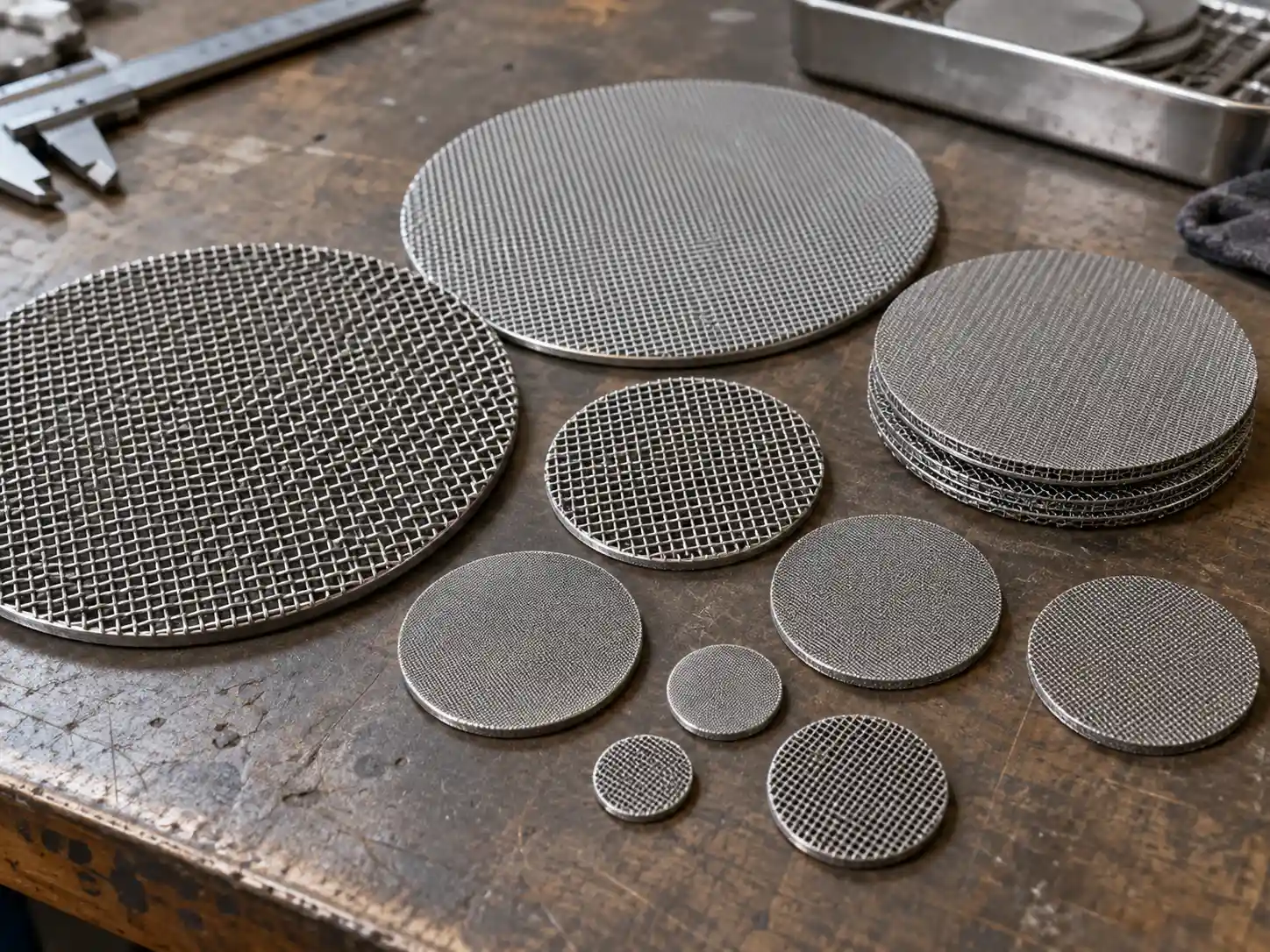 Wire Mesh Filter Discs Stainless steel wire mesh filter discs in multiple diameters and mesh grades for industrial filtration and separation