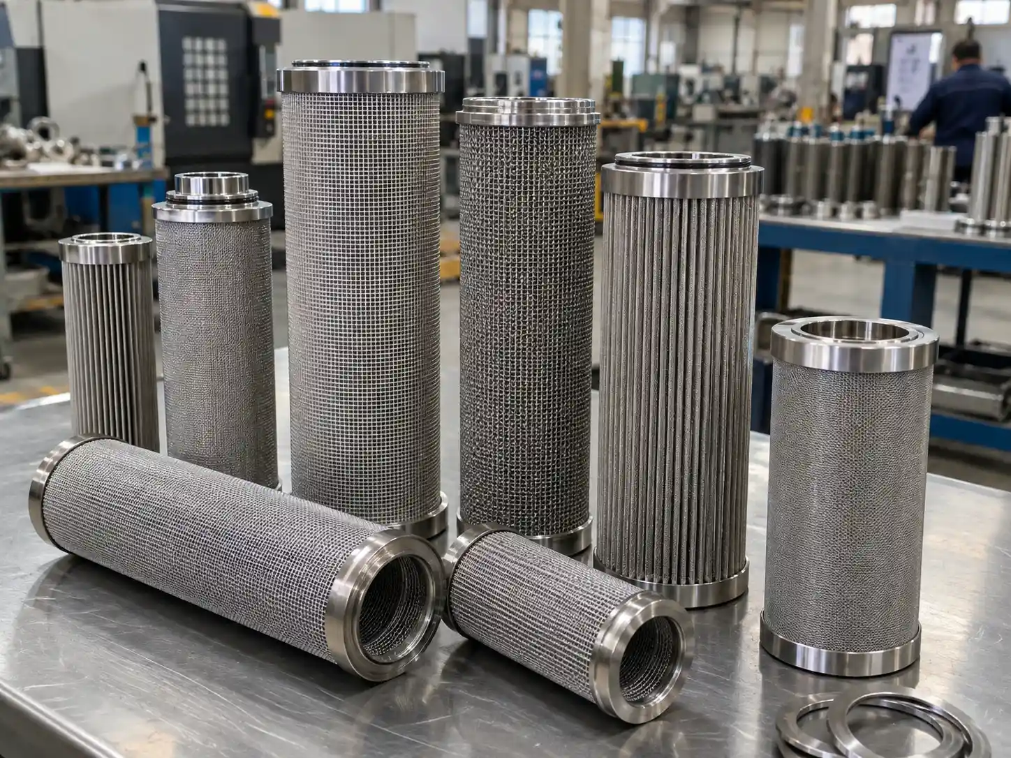Wire Mesh Filter Elements Cylindrical stainless steel wire mesh filter elements in different sizes and constructions for industrial filtration systems