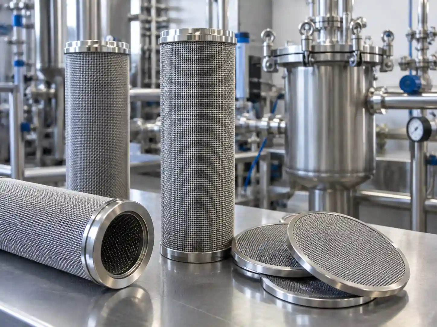 Stainless steel wire mesh filter elements used for industrial filtration and separation systems