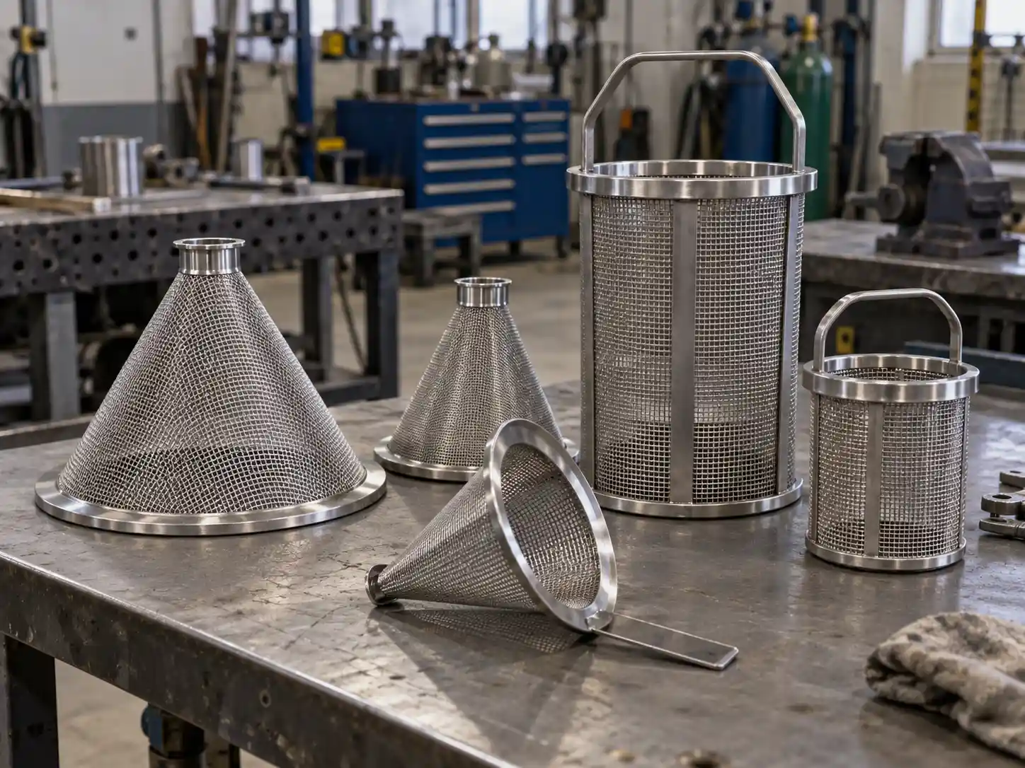 Wire Mesh Strainers Stainless steel cone strainers and basket strainers designed for removing particles from liquids and process streams